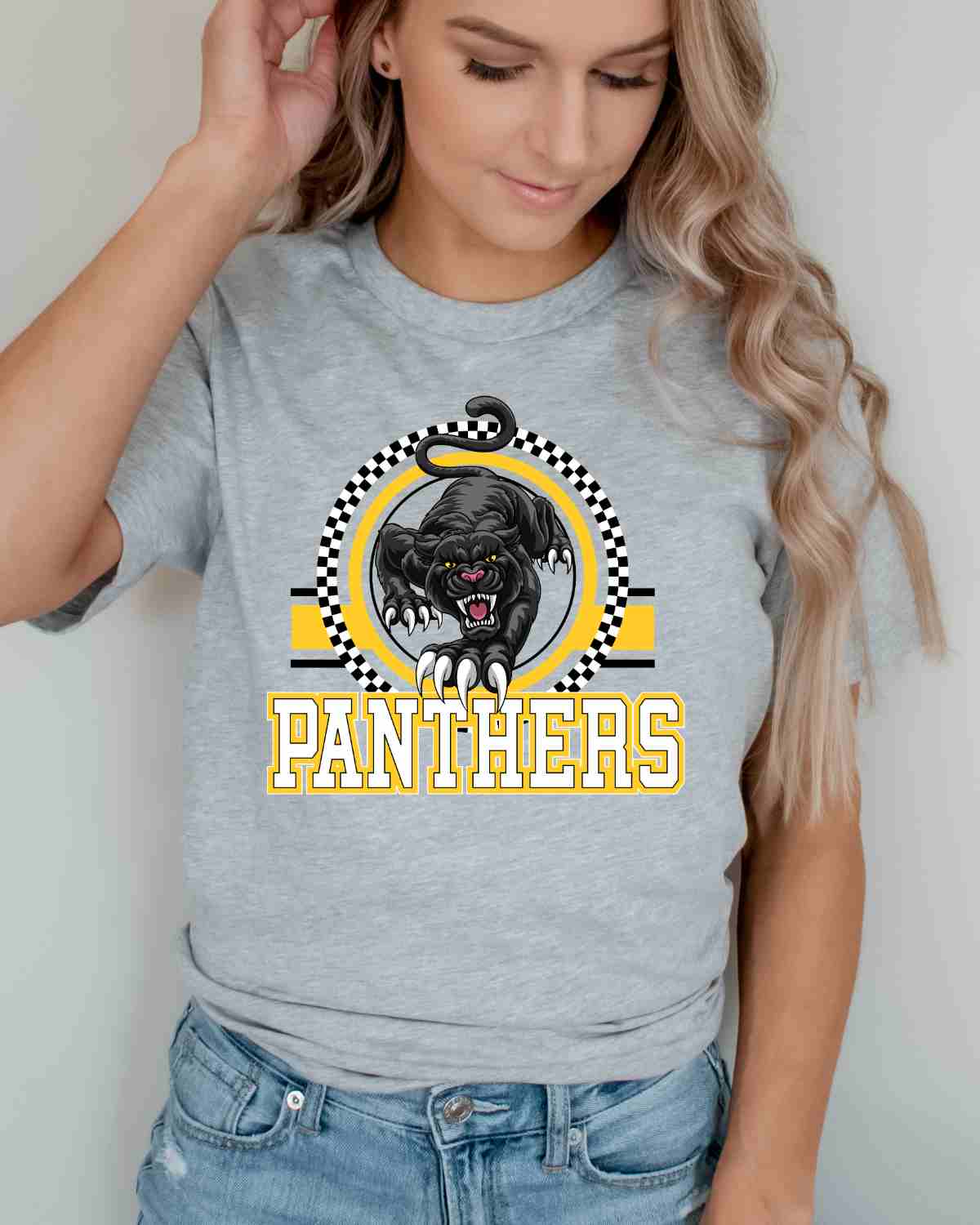 Panthers Checkered Circle Logo Tshirt