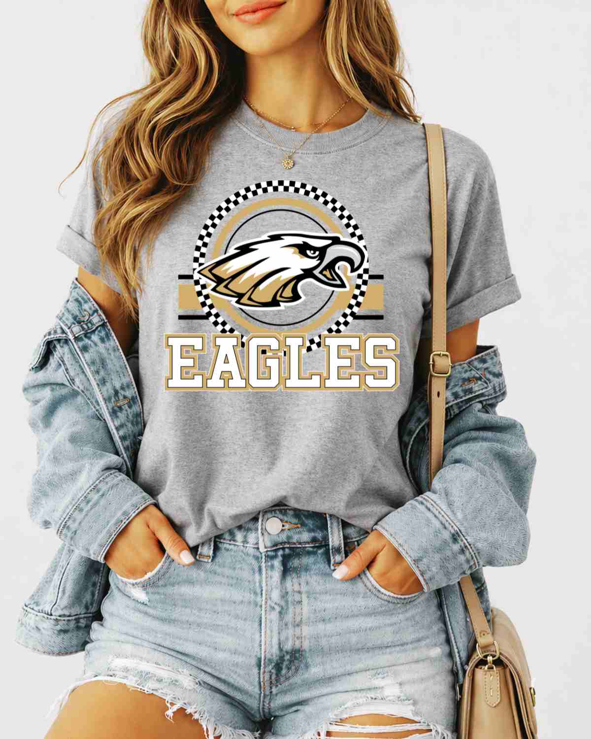 Eagles Checkered Circle Logo Tshirt