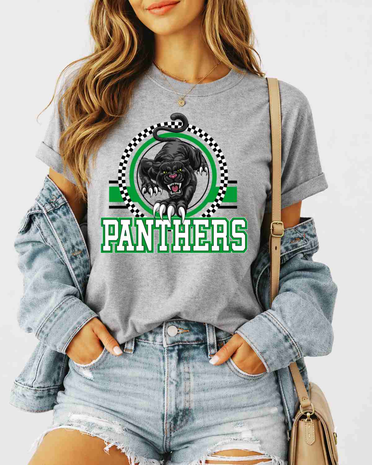 Panthers Checkered Circle Logo Tshirt