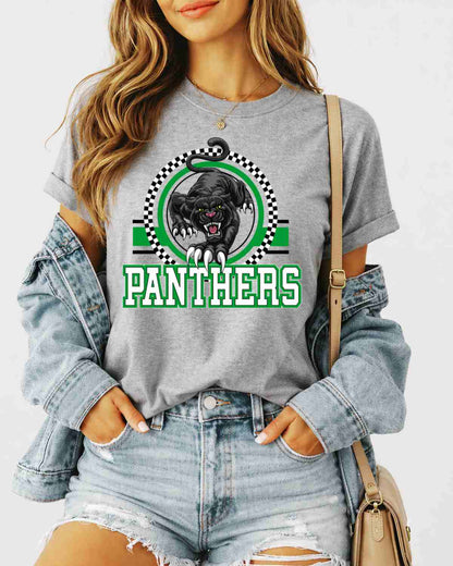Panthers Checkered Circle Logo Tshirt