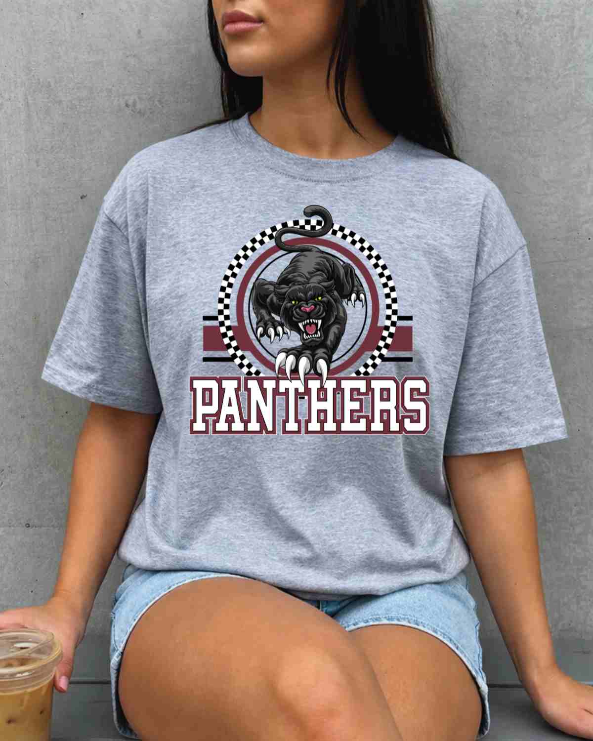 Panthers Checkered Circle Logo Tshirt