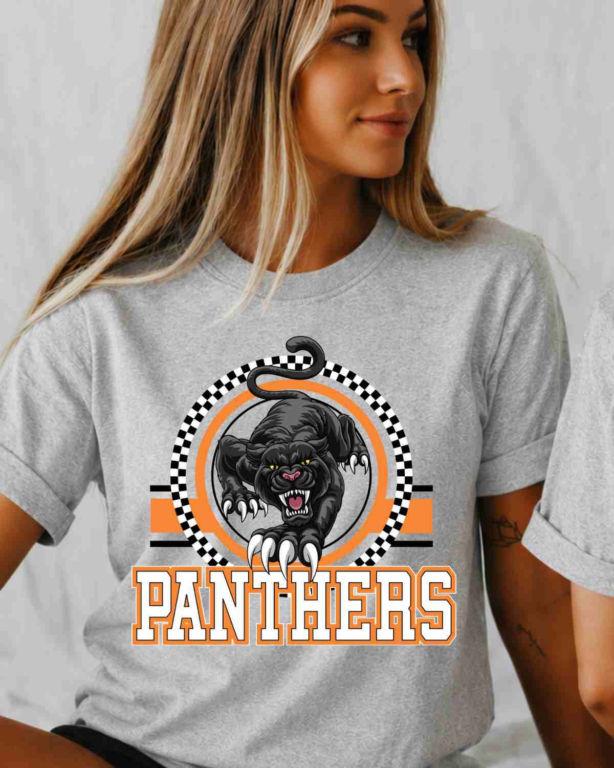 Panthers Checkered Circle Logo Tshirt
