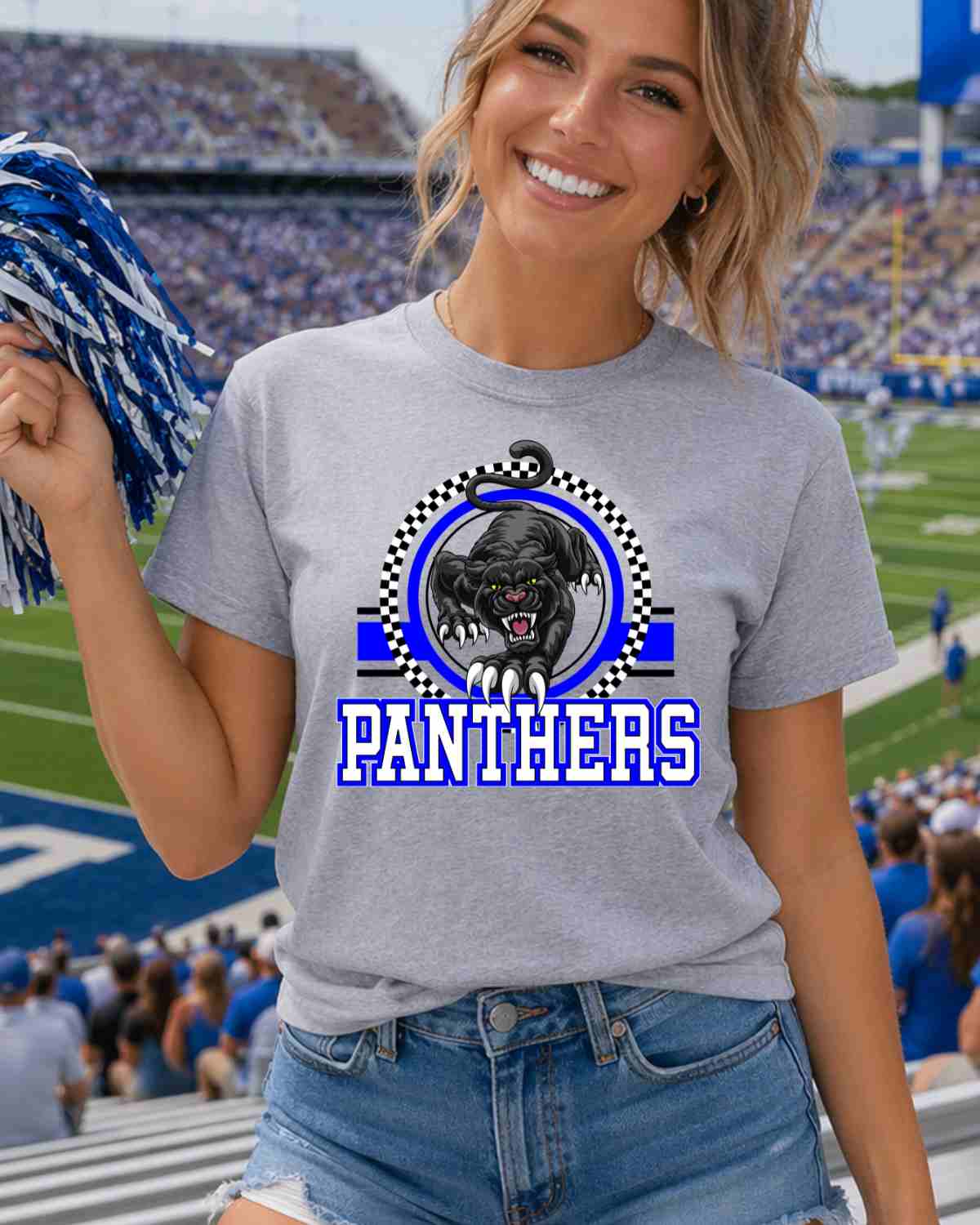 Panthers Checkered Circle Logo Tshirt