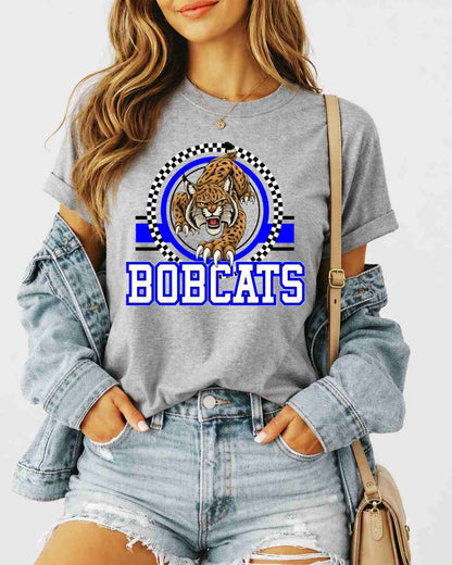 Bobcats Checkered Circle Logo Tshirt