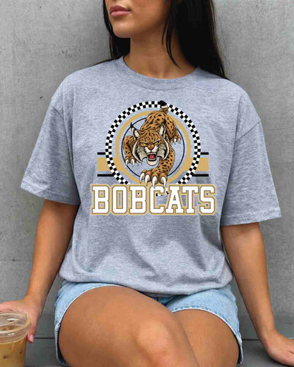 Bobcats Checkered Circle Logo Tshirt
