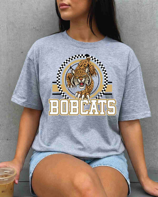 Bobcats Checkered Circle Logo Tshirt