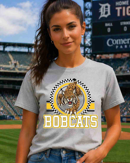 Bobcats Checkered Circle Logo Tshirt