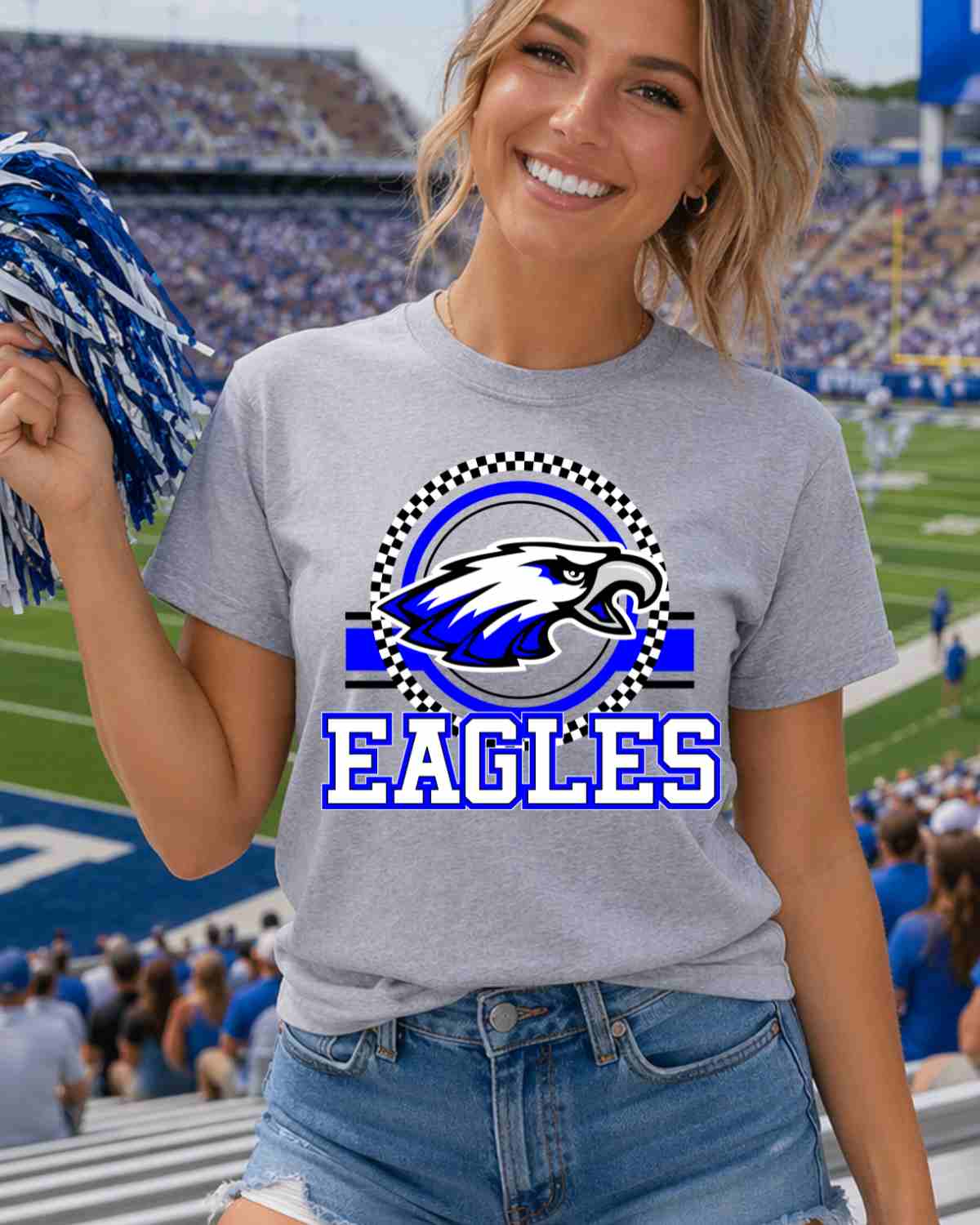 Eagles Checkered Circle Logo Tshirt