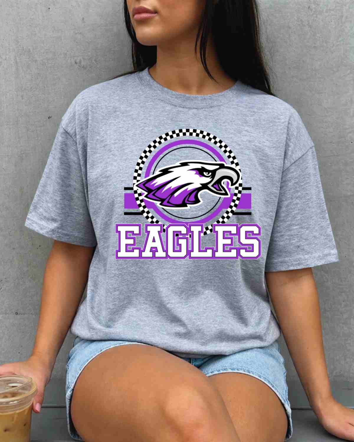 Eagles Checkered Circle Logo Tshirt
