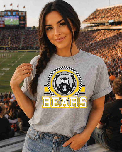 Bears Checkered Circle Logo Tshirt