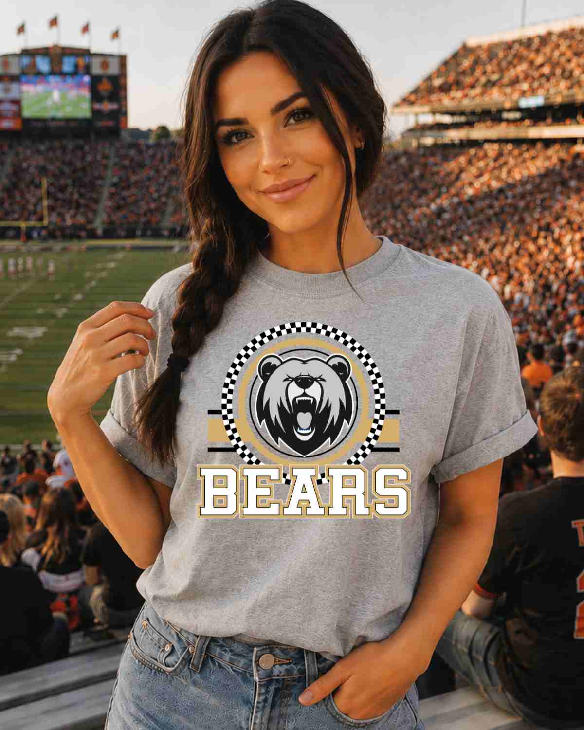 Bears Checkered Circle Logo Tshirt