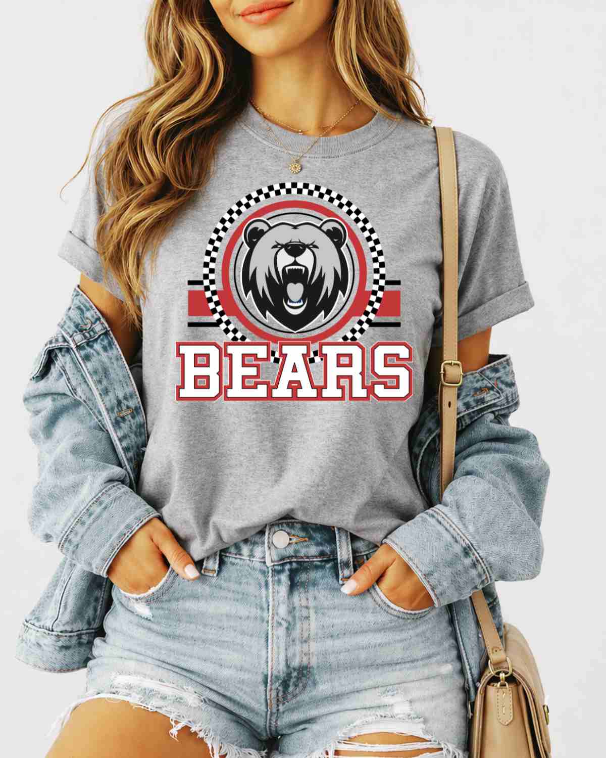 Bears Checkered Circle Logo Tshirt