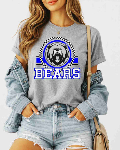 Bears Checkered Circle Logo Tshirt