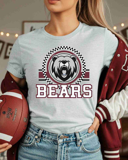 Bears Checkered Circle Logo Tshirt