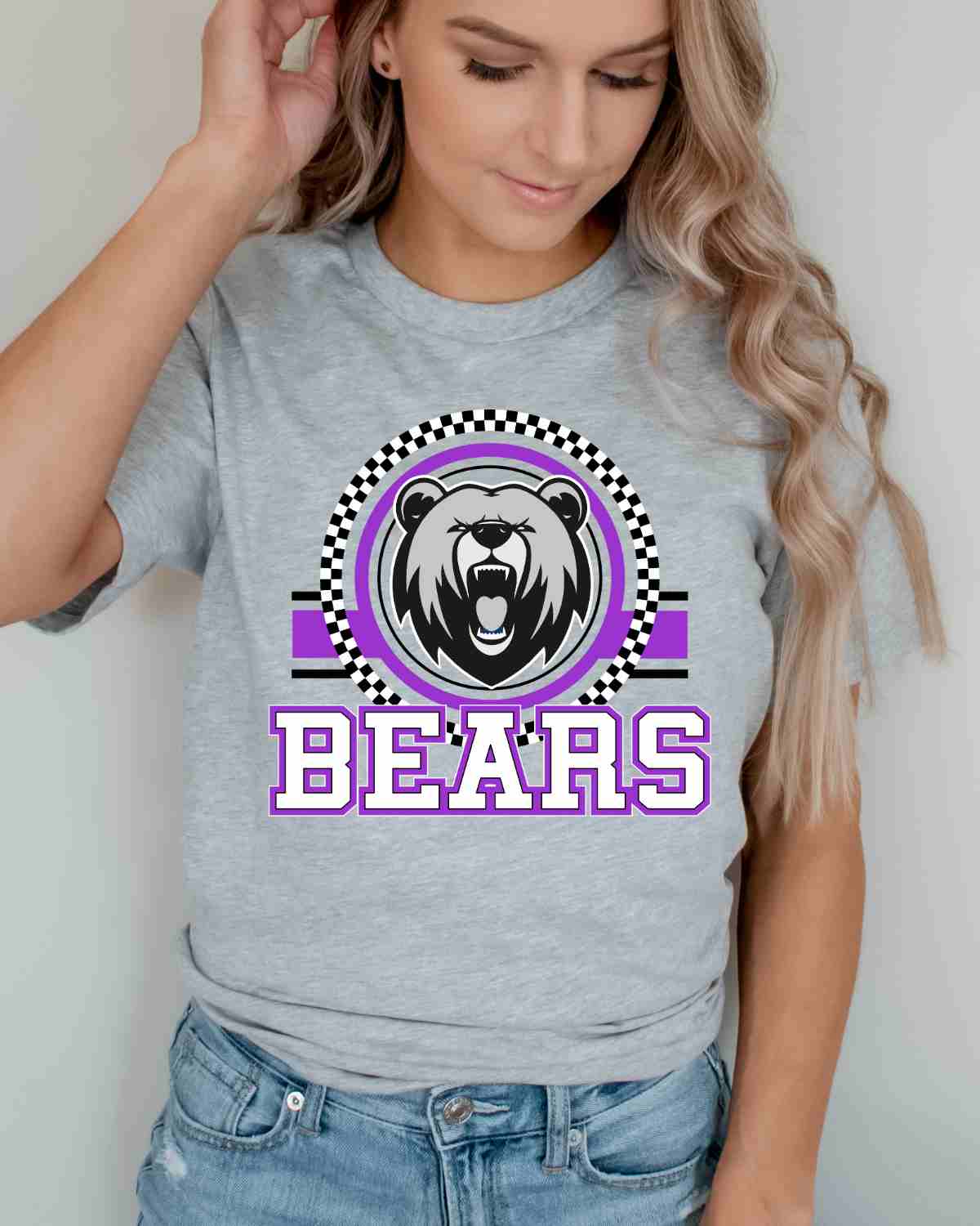 Bears Checkered Circle Logo Tshirt