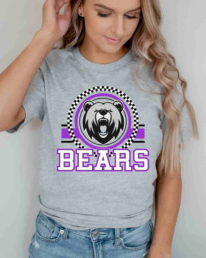 Bears Checkered Circle Logo Tshirt
