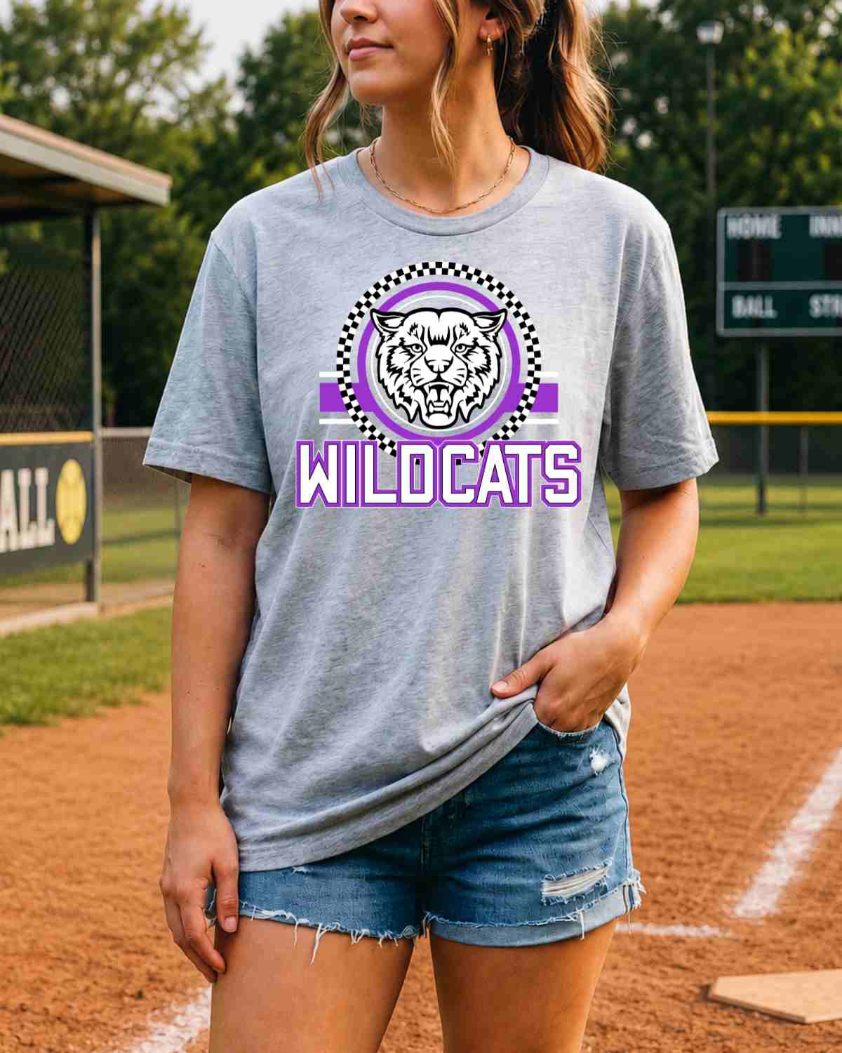 Wildcats Checkered Circle Logo Tshirt