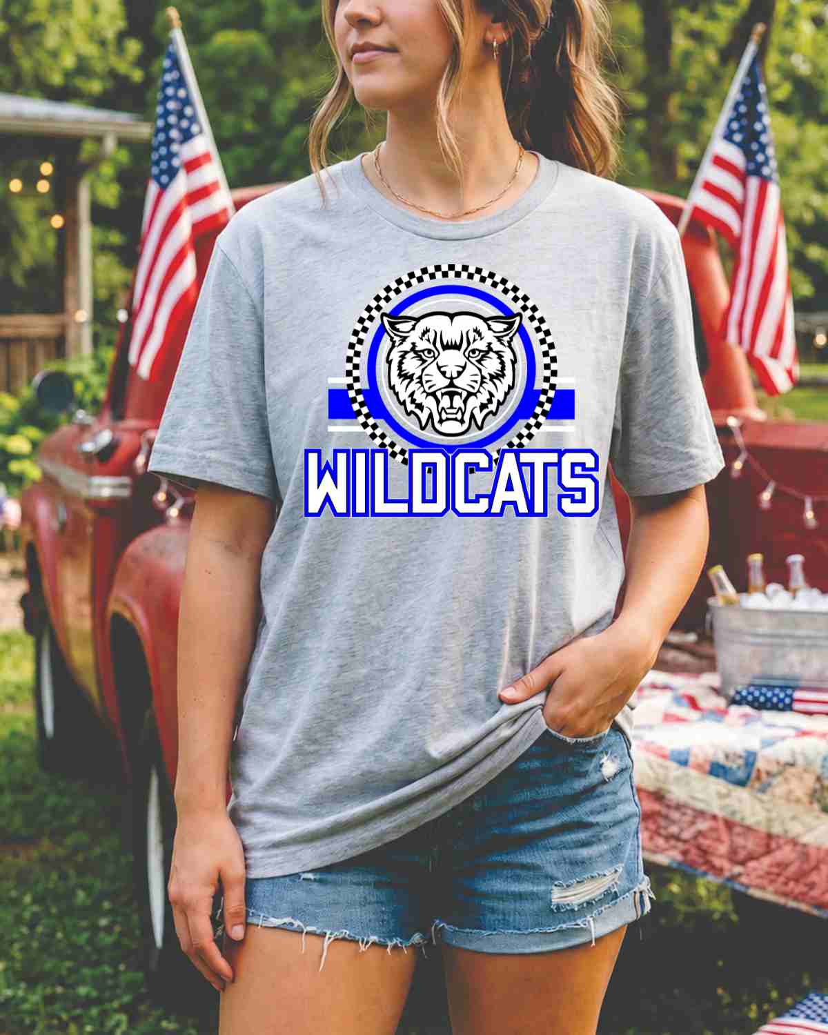 Wildcats Checkered Circle Logo Tshirt