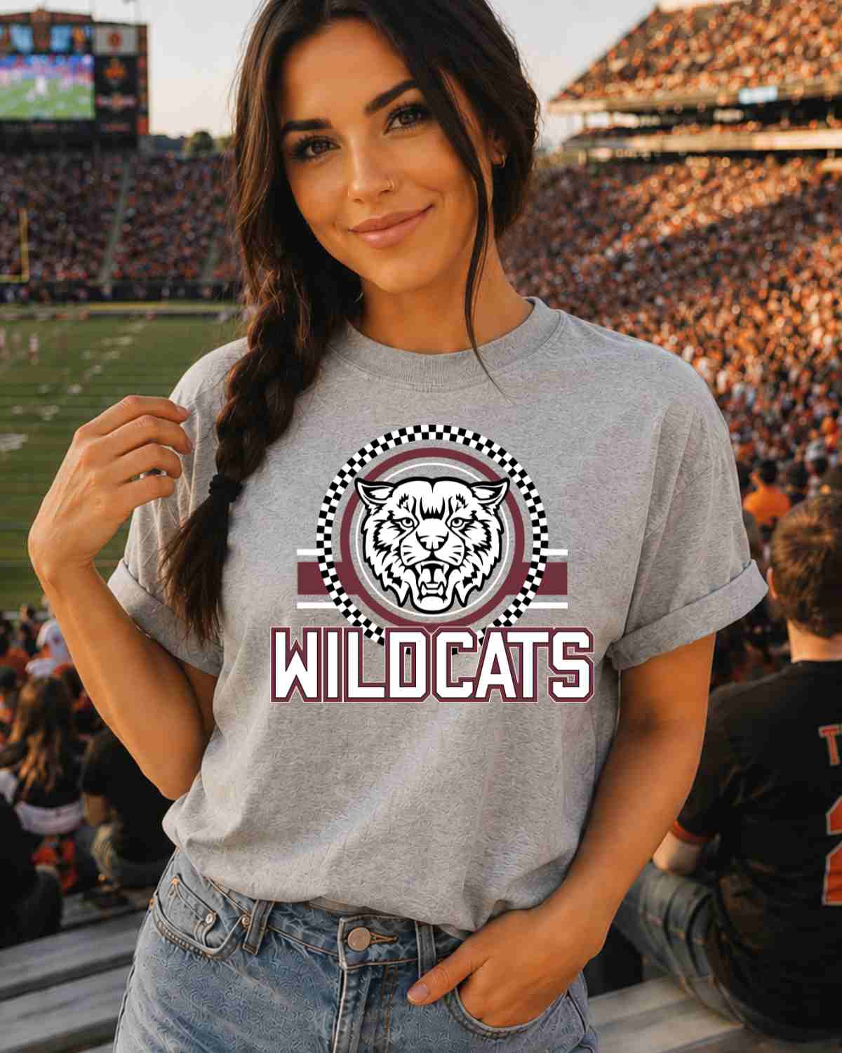 Wildcats Checkered Circle Logo Tshirt