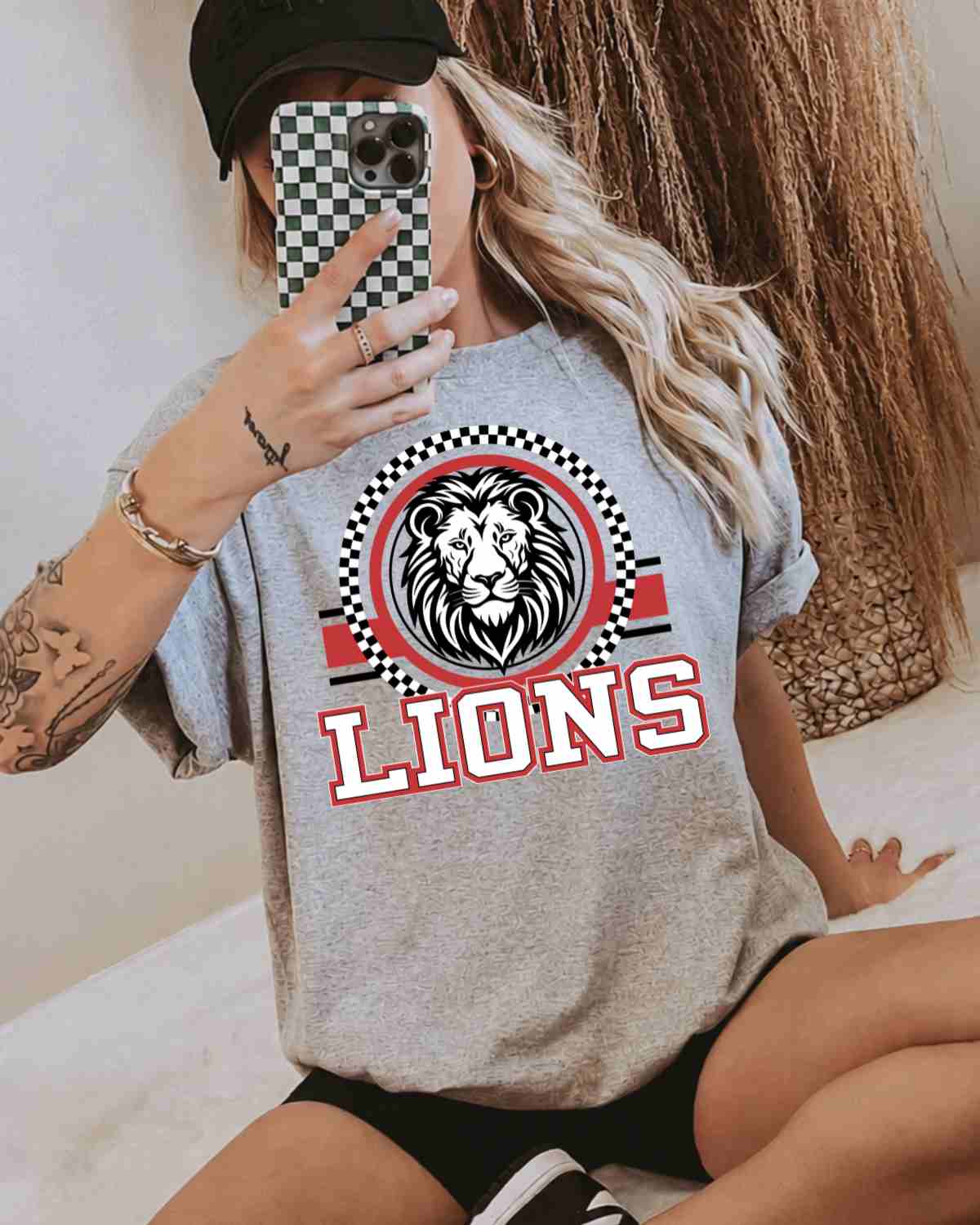 Lions Checkered Circle Logo Tshirt