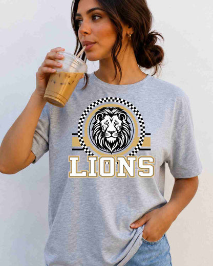 Lions Checkered Circle Logo Tshirt