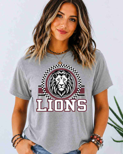 Lions Checkered Circle Logo Tshirt