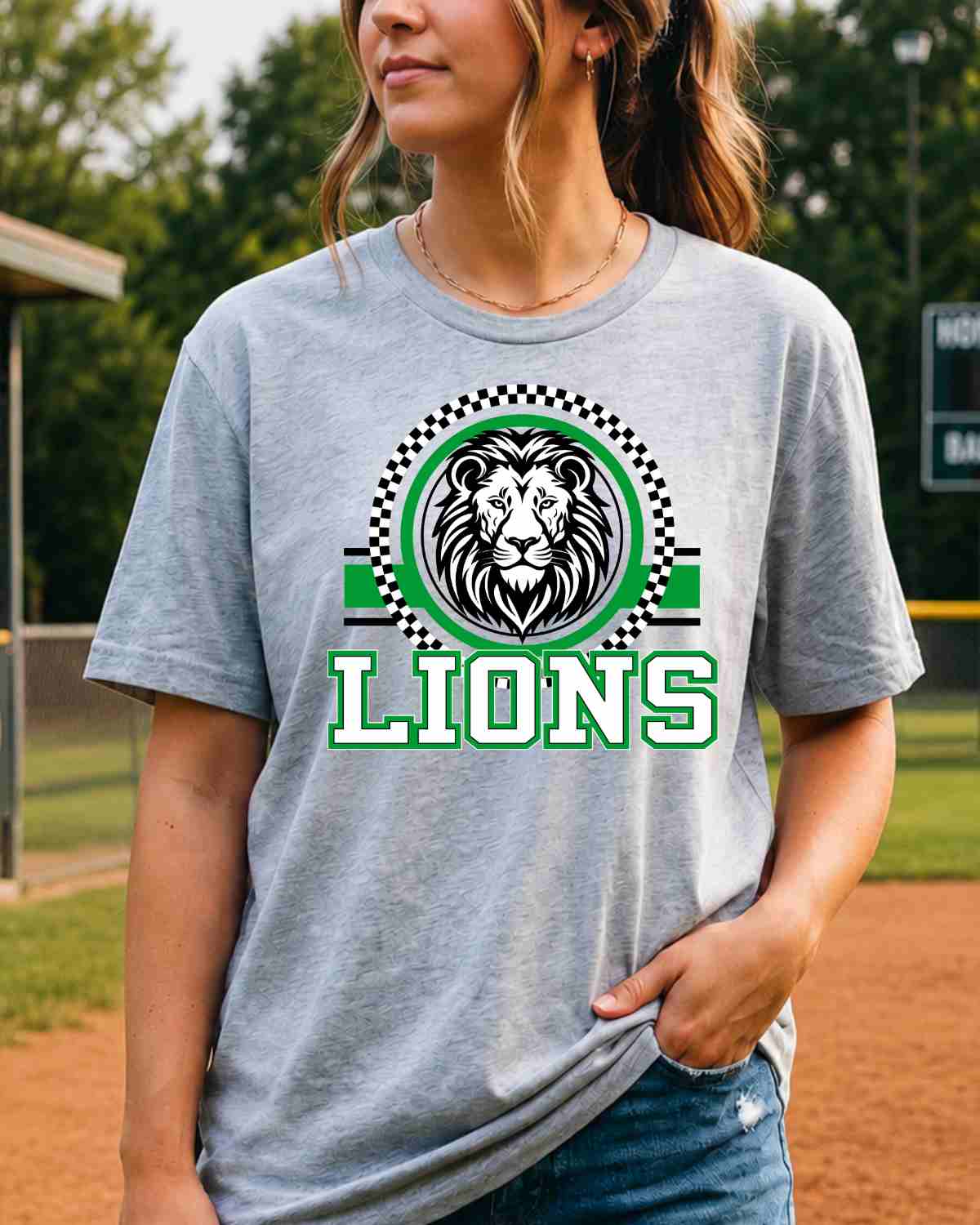Lions Checkered Circle Logo Tshirt