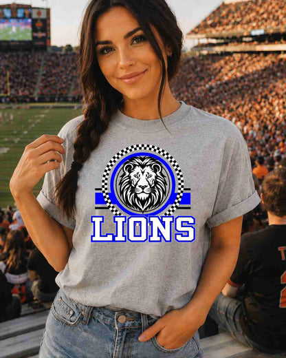 Lions Checkered Circle Logo Tshirt