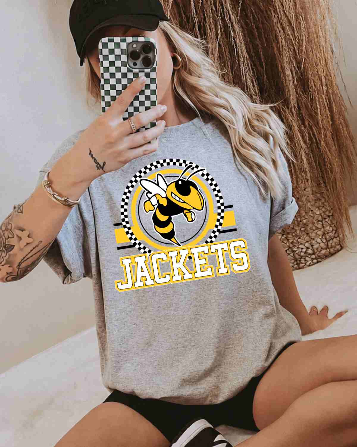 Jackets Checkered Circle Logo Tshirt