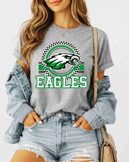 Eagles Checkered Circle Logo Tshirt
