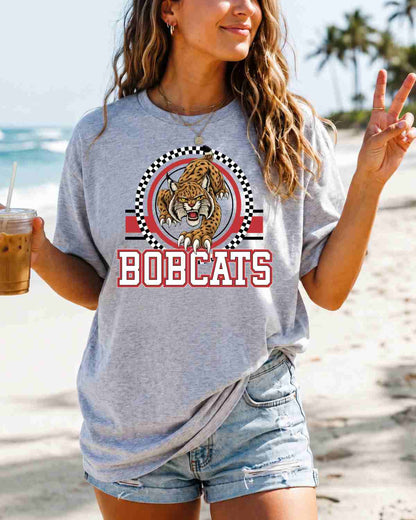Bobcats Checkered Circle Logo Tshirt