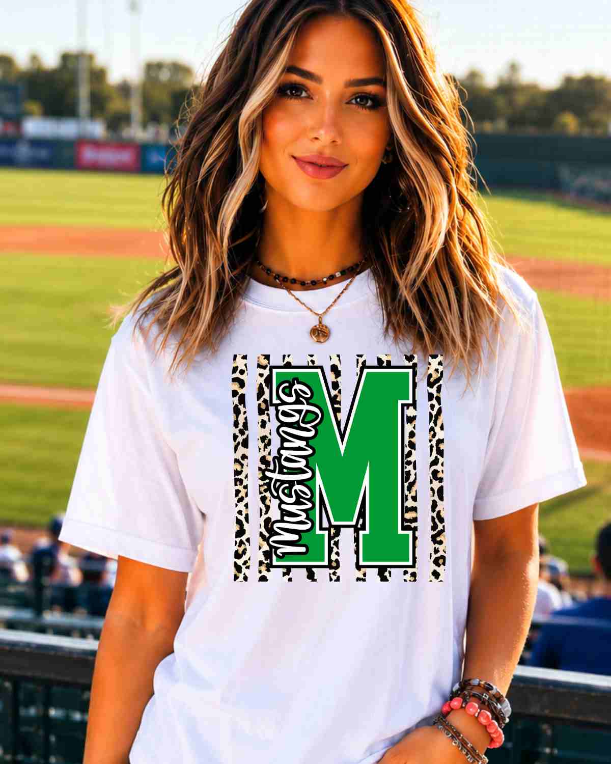 Mustangs Leopard Stripes Tshirt - GAMEDAY TRADITIONS
